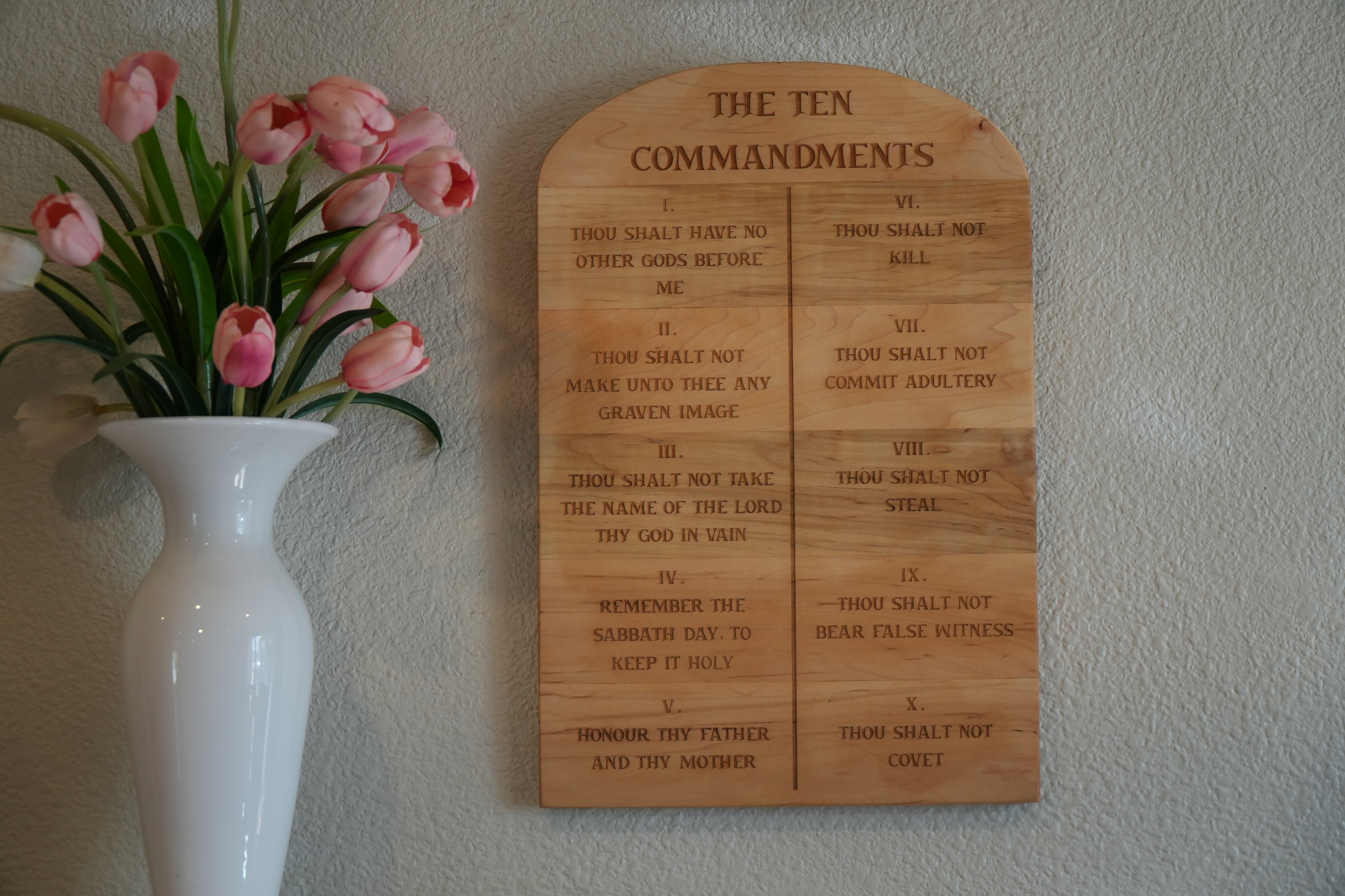 10 Commandments Plaque, Maple hardwood